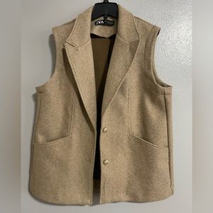 EUC ZARA SOFT OVERSIZE VEST TAUPE BROWN SIZE M-L